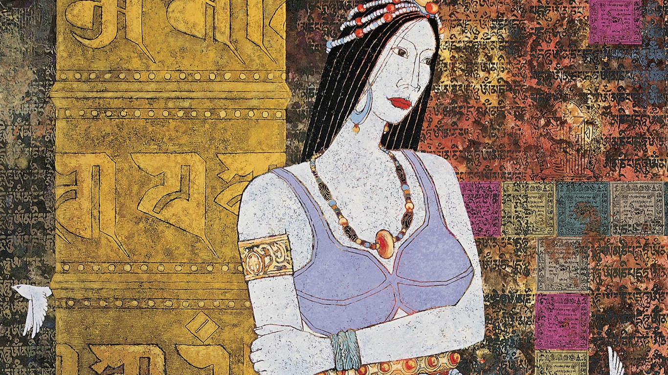 藏族祥巴版画 壁纸(二)15 - 1366x768