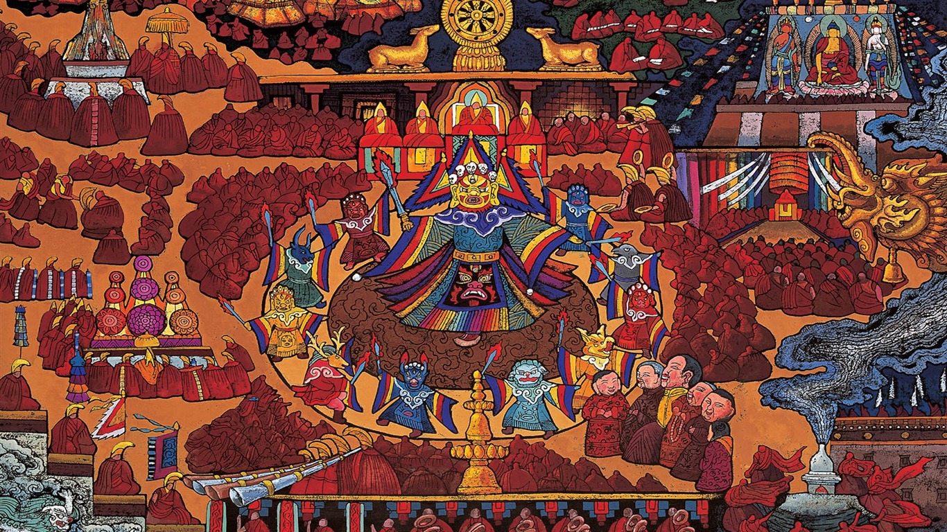 청 파키스탄 티베트 인쇄 벽지 (2) #19 - 1366x768