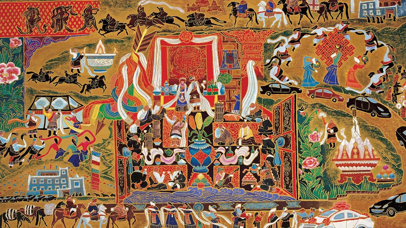 청 파키스탄 티베트 인쇄 벽지 (2) #20 - 1366x768