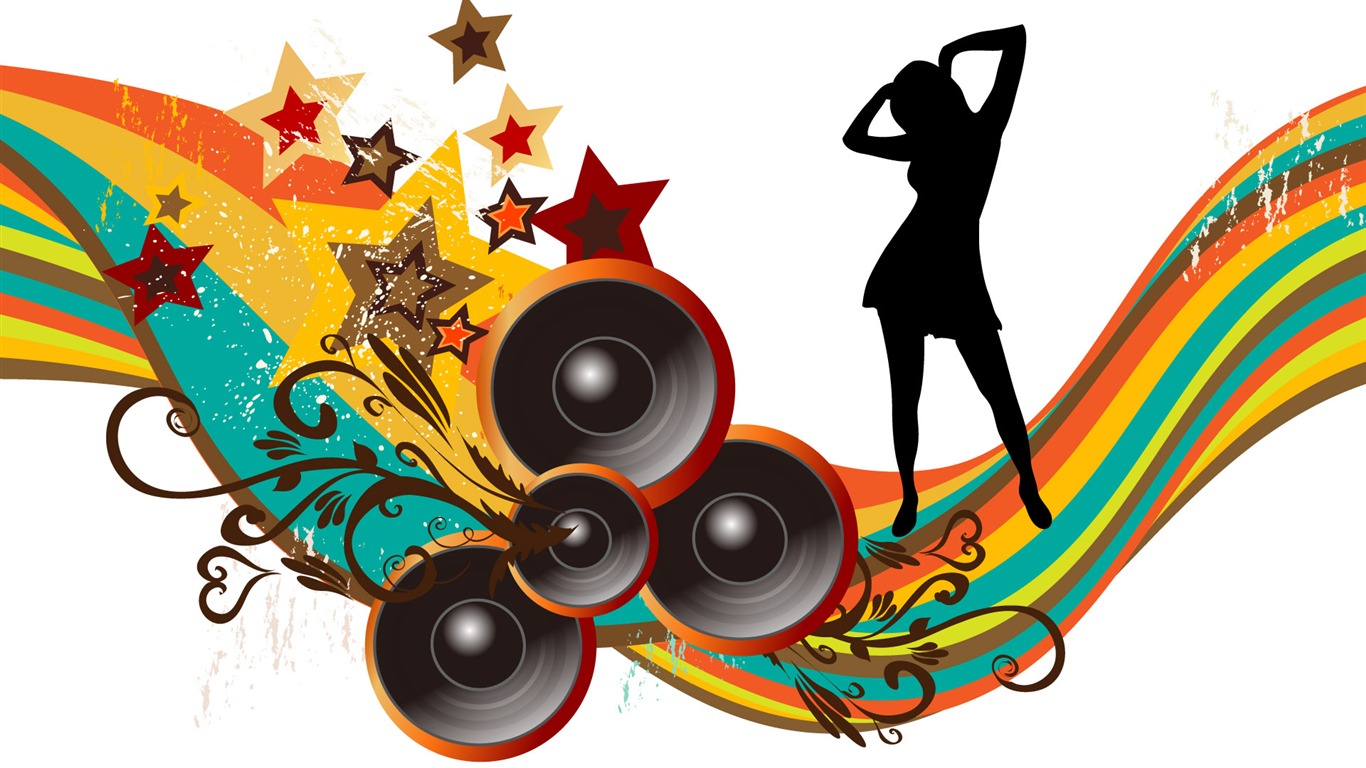 Vector musical theme wallpapers (2) #12 - 1366x768
