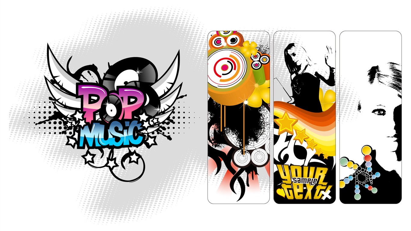 Vector musical theme wallpapers (2) #16 - 1366x768