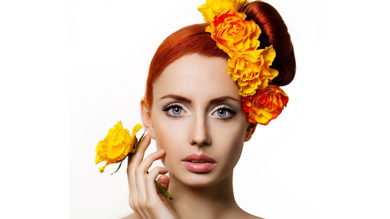 Žena květ velký tapety (2) #16 - 1366x768