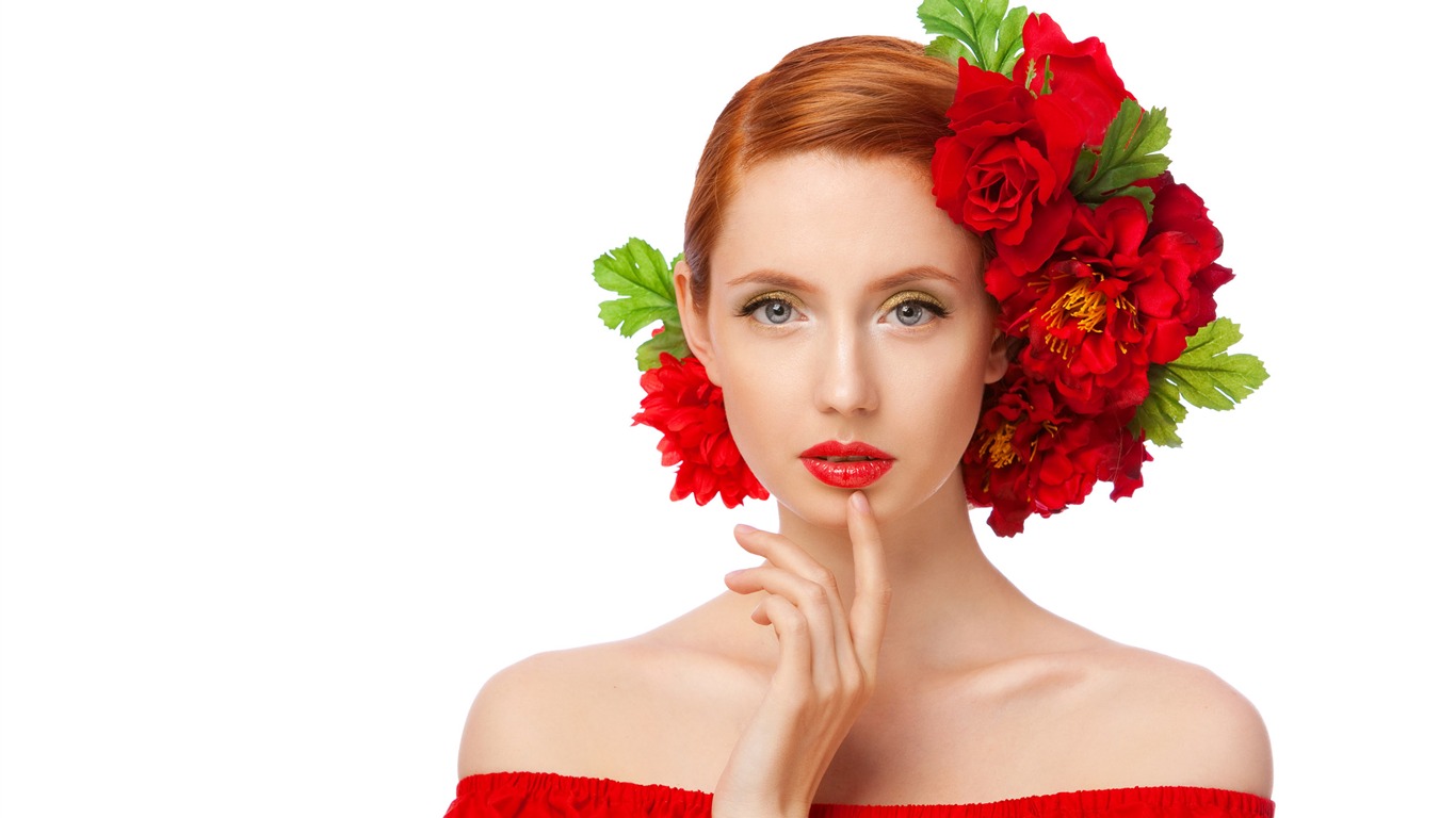 Žena květ velký tapety (2) #18 - 1366x768