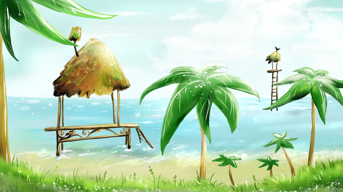 手繪夢幻風光 壁紙(二) #11 - 1366x768