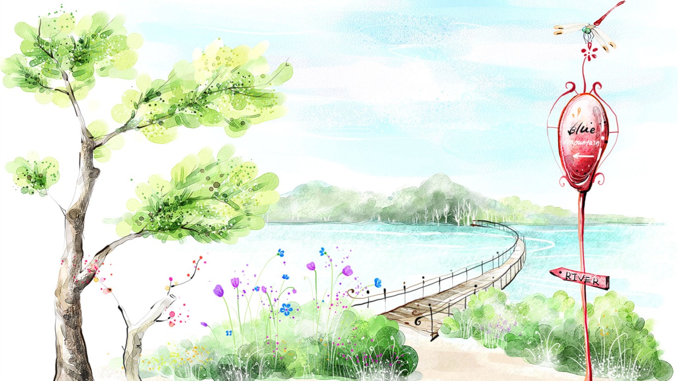 手繪夢幻風光 壁紙(五) #3 - 1366x768
