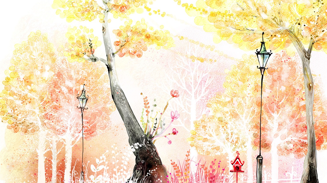 手繪夢幻風光 壁紙(五) #4 - 1366x768
