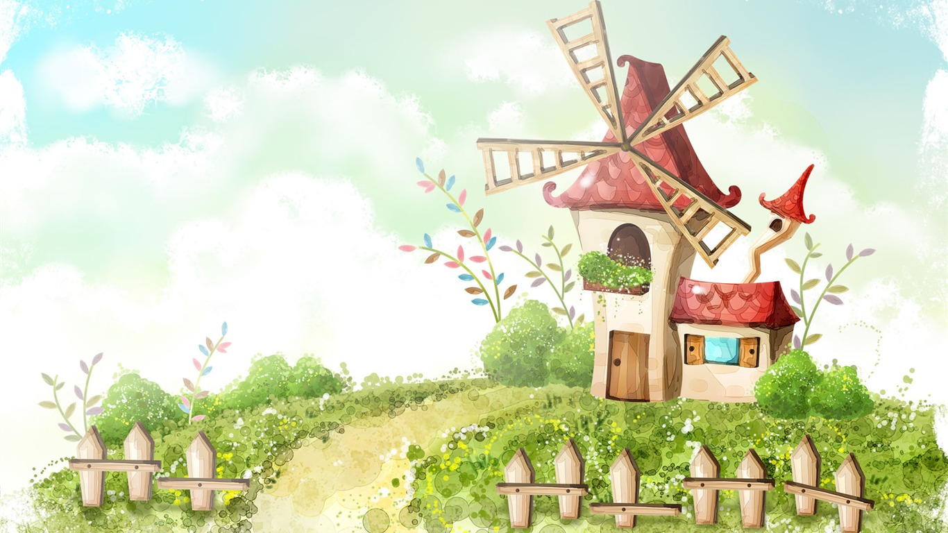 手繪夢幻風光 壁紙(五) #20 - 1366x768
