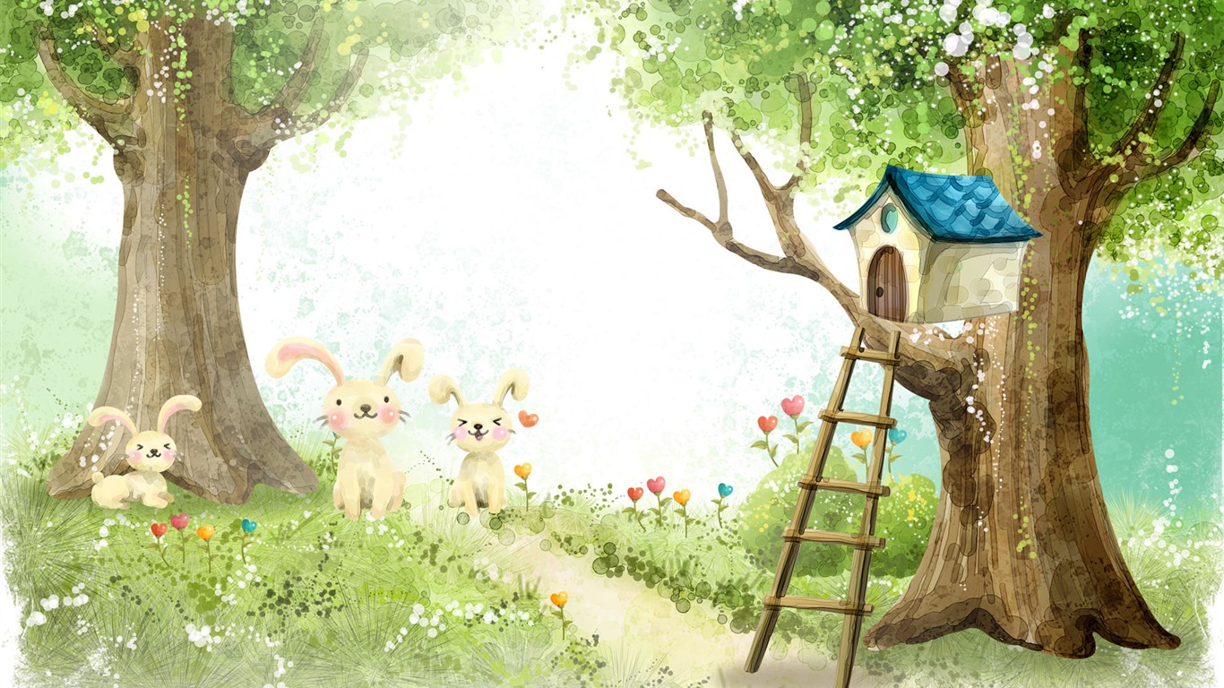 手繪夢幻風光 壁紙(六) #2 - 1366x768