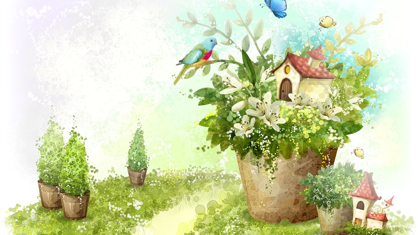手繪夢幻風光 壁紙(六) #4 - 1366x768