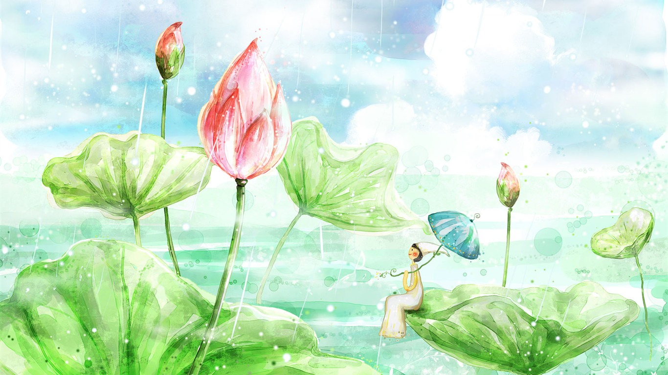 手繪夢幻風光 壁紙(六) #10 - 1366x768