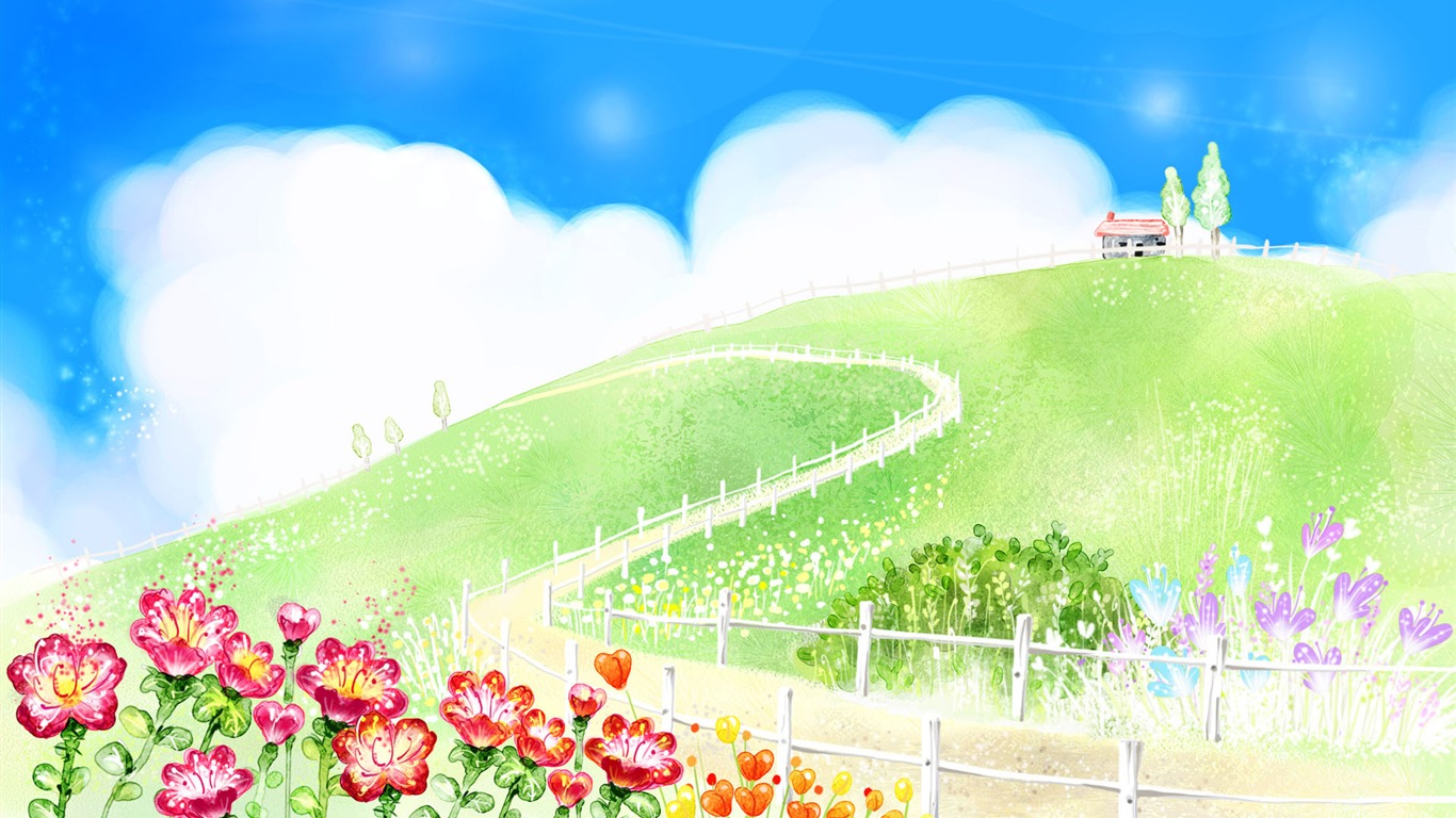 手繪夢幻風光 壁紙(六) #12 - 1366x768