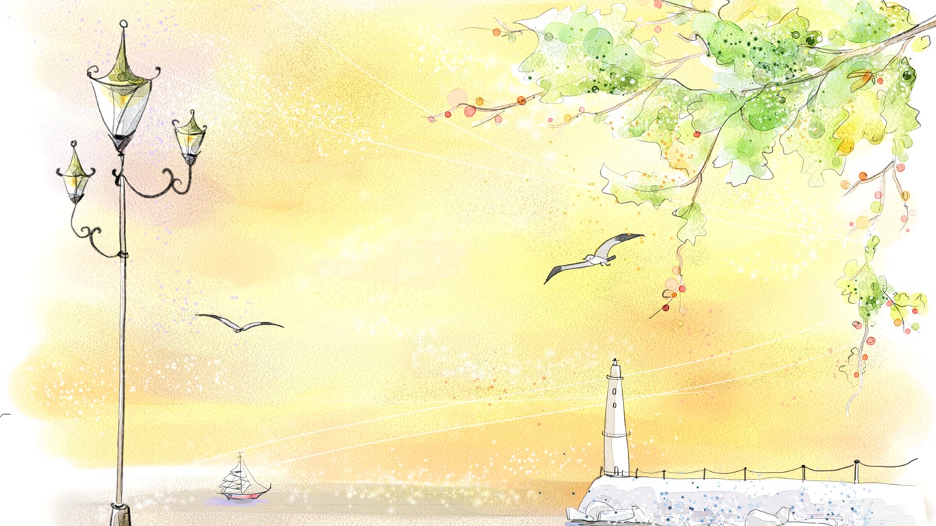 手繪夢幻風光 壁紙(七) #13 - 1366x768