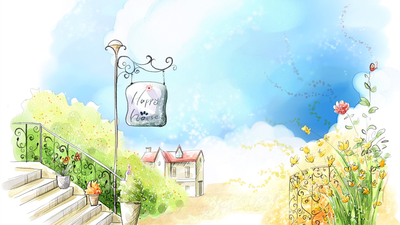 手繪夢幻風光 壁紙(八) #18 - 1366x768