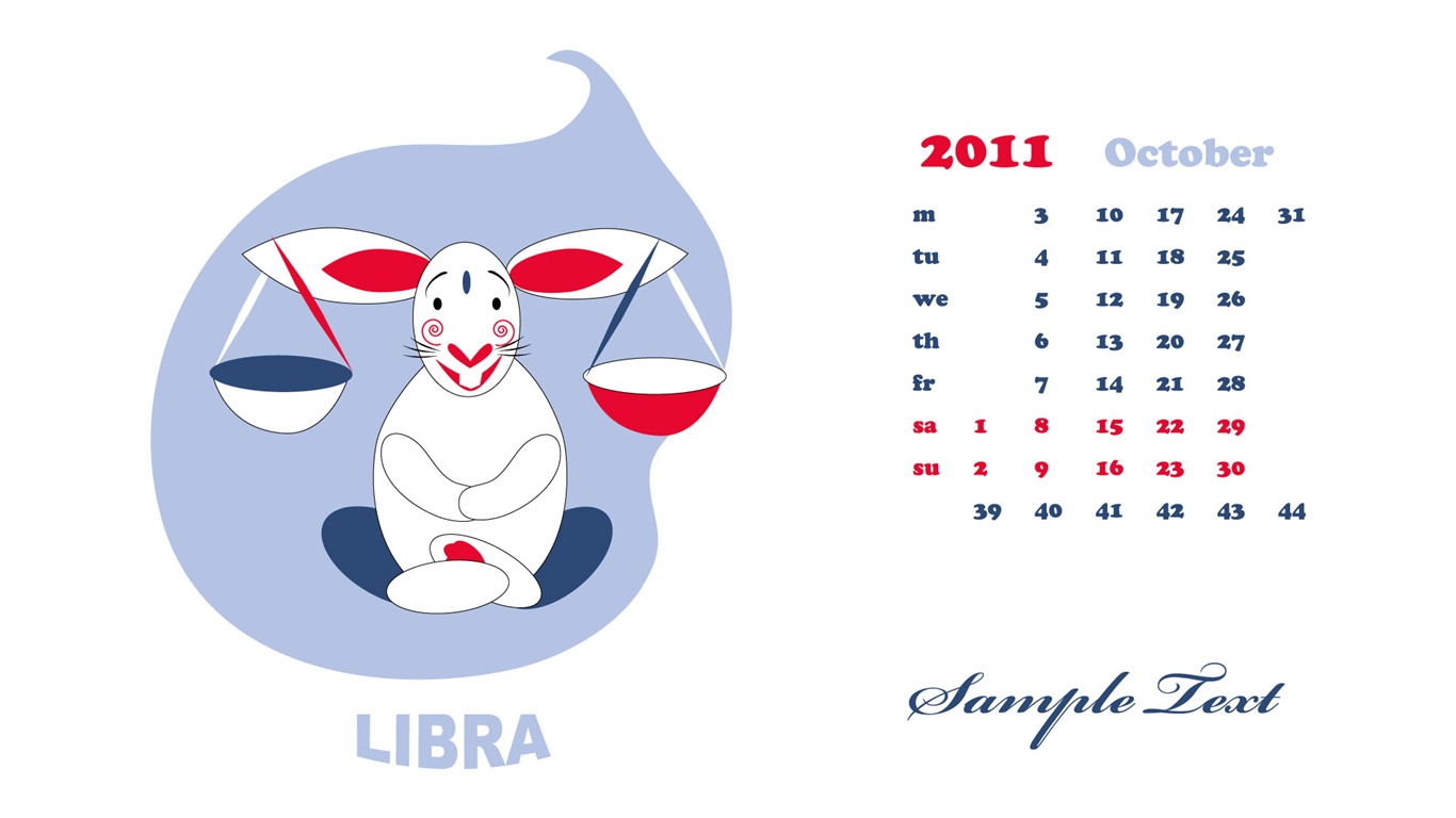 Année du papier peint Rabbit calendrier 2011 (2) #3 - 1366x768