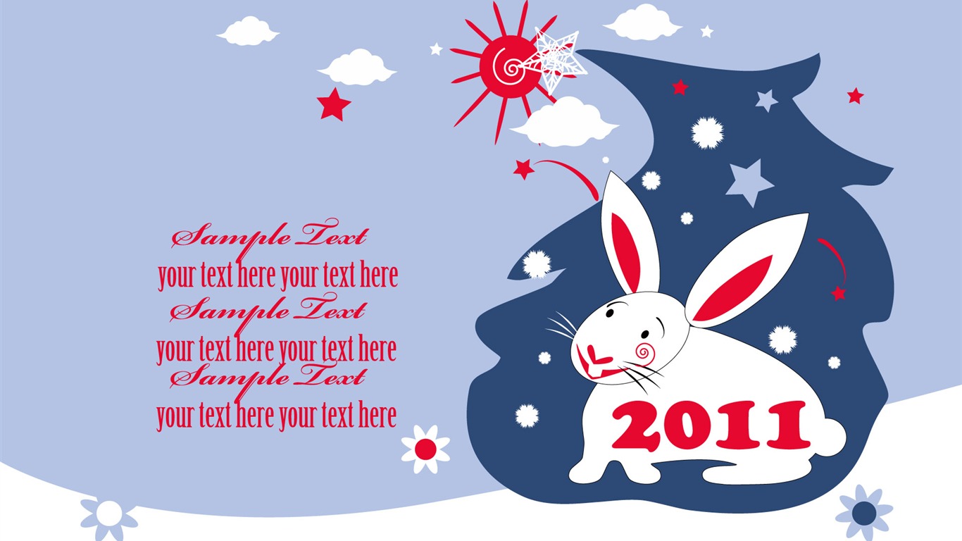 Année du papier peint Rabbit calendrier 2011 (2) #13 - 1366x768