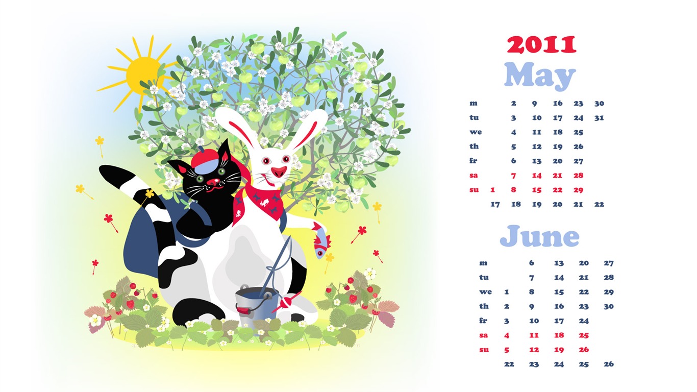 Année du papier peint Rabbit calendrier 2011 (2) #17 - 1366x768