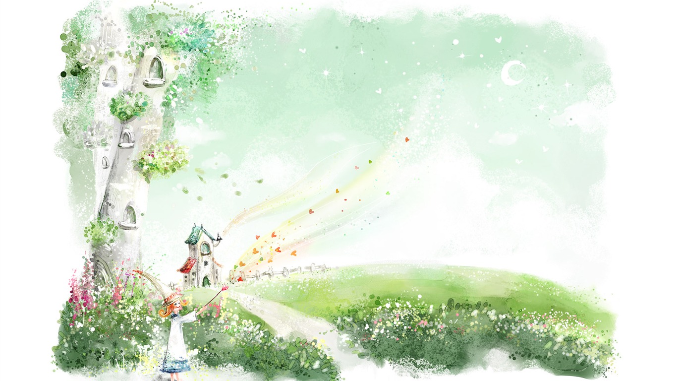 手繪夢幻風光 壁紙(十) #1 - 1366x768