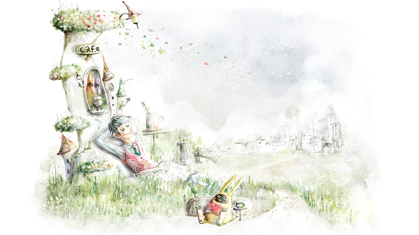 手繪夢幻風光 壁紙(十) #7 - 1366x768