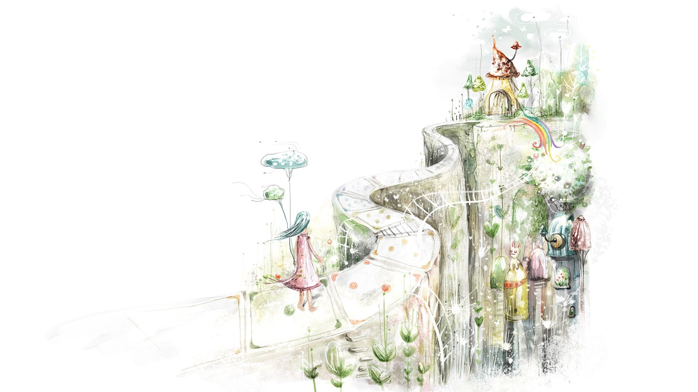 手繪夢幻風光 壁紙(十) #13 - 1366x768