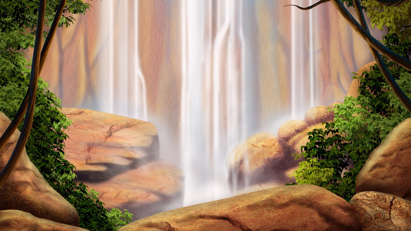 Colorful hand-painted wallpaper landscape ecology (2) #5 - 1366x768