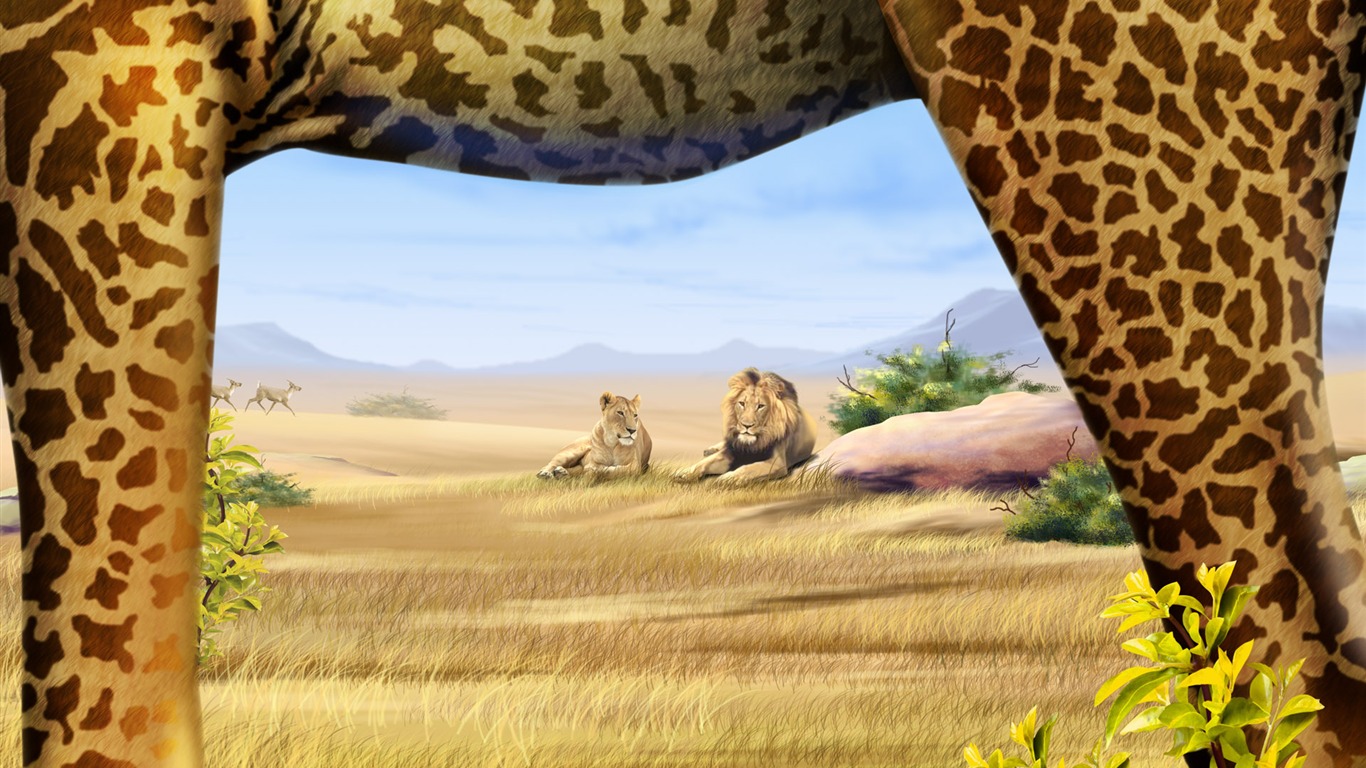 Colorido fondo de pantalla pintados a mano ecología del paisaje (3) #4 - 1366x768