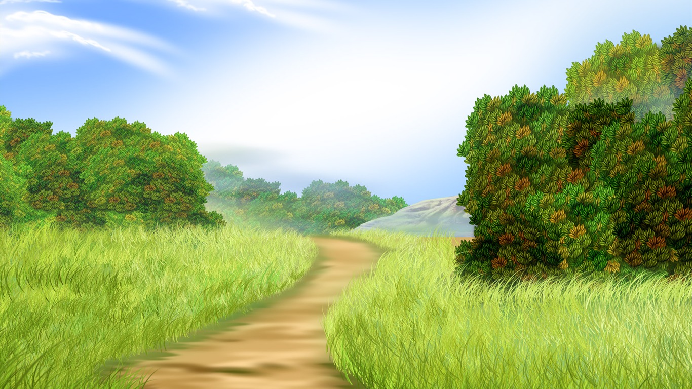 Colorful hand-painted wallpaper landscape ecology (3) #12 - 1366x768