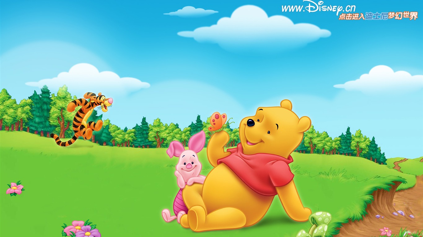 Walt Disney de dibujos animados de Winnie the Pooh fondo de pantalla (1) #1 - 1366x768