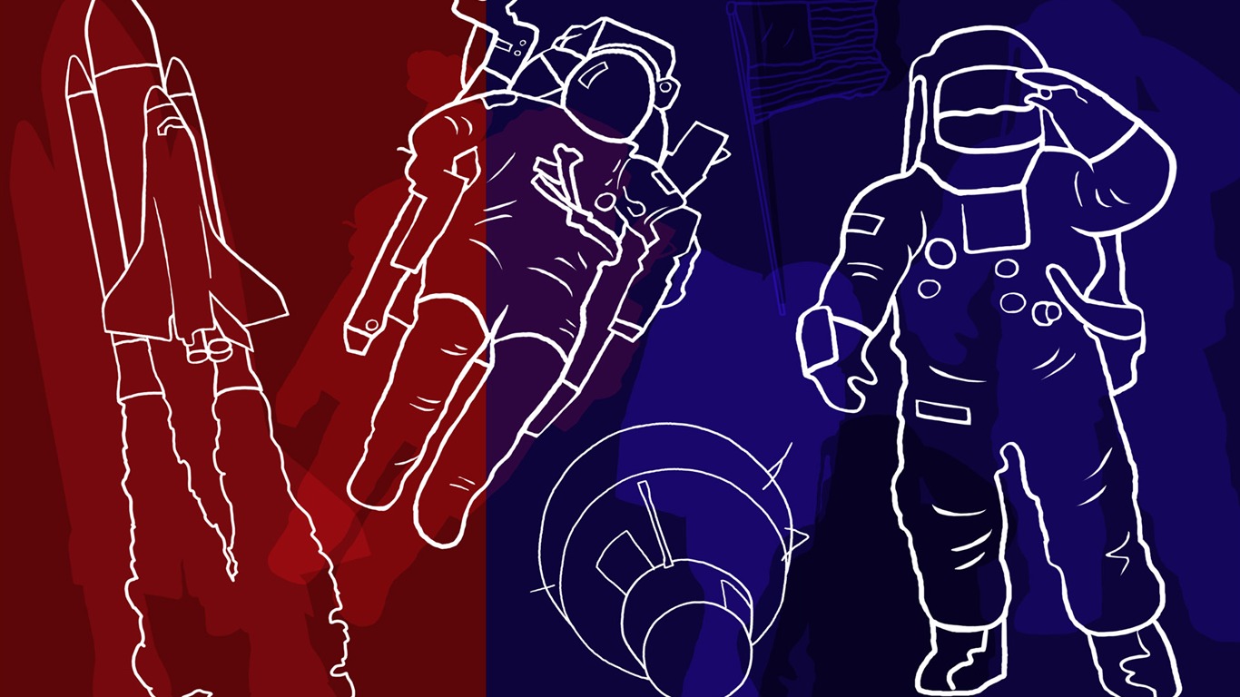 Hand-painted wallpaper line drawing (2) #4 - 1366x768