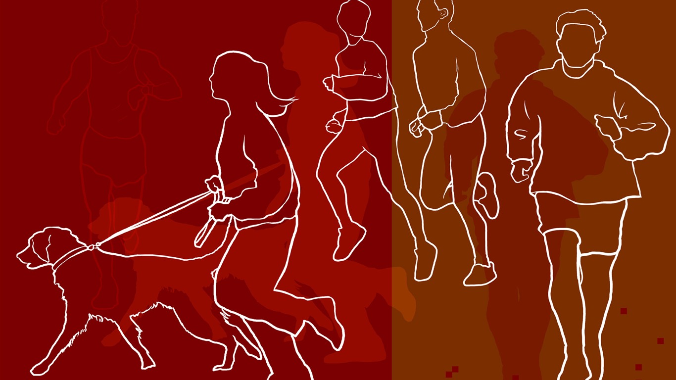 Hand-painted wallpaper line drawing (2) #8 - 1366x768