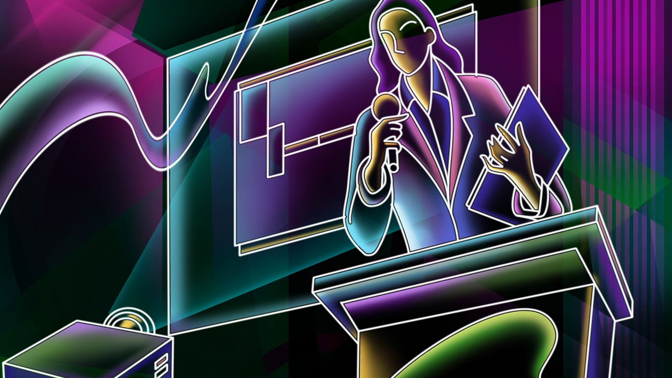 Hand-painted wallpaper line drawing (5) #17 - 1366x768