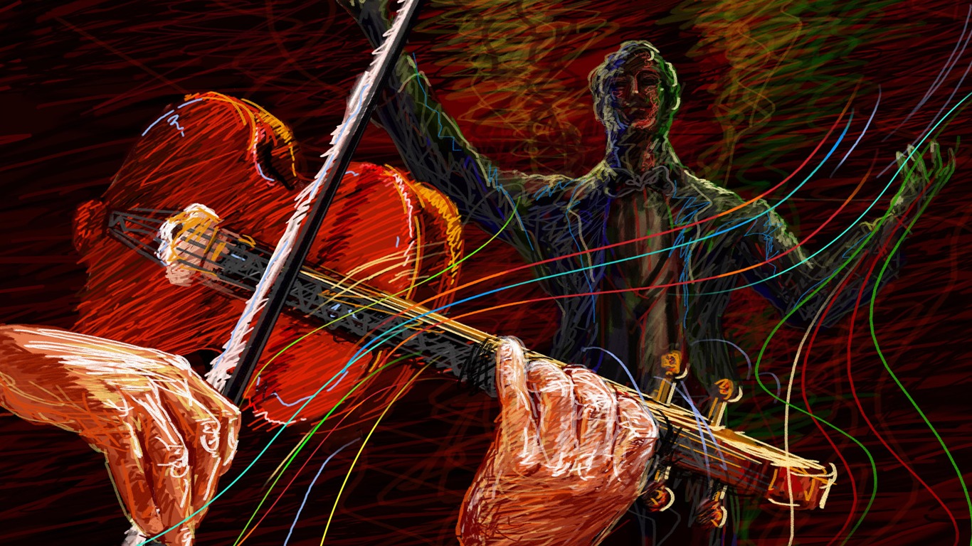 Living hand-painted wallpaper widescreen (2) #12 - 1366x768