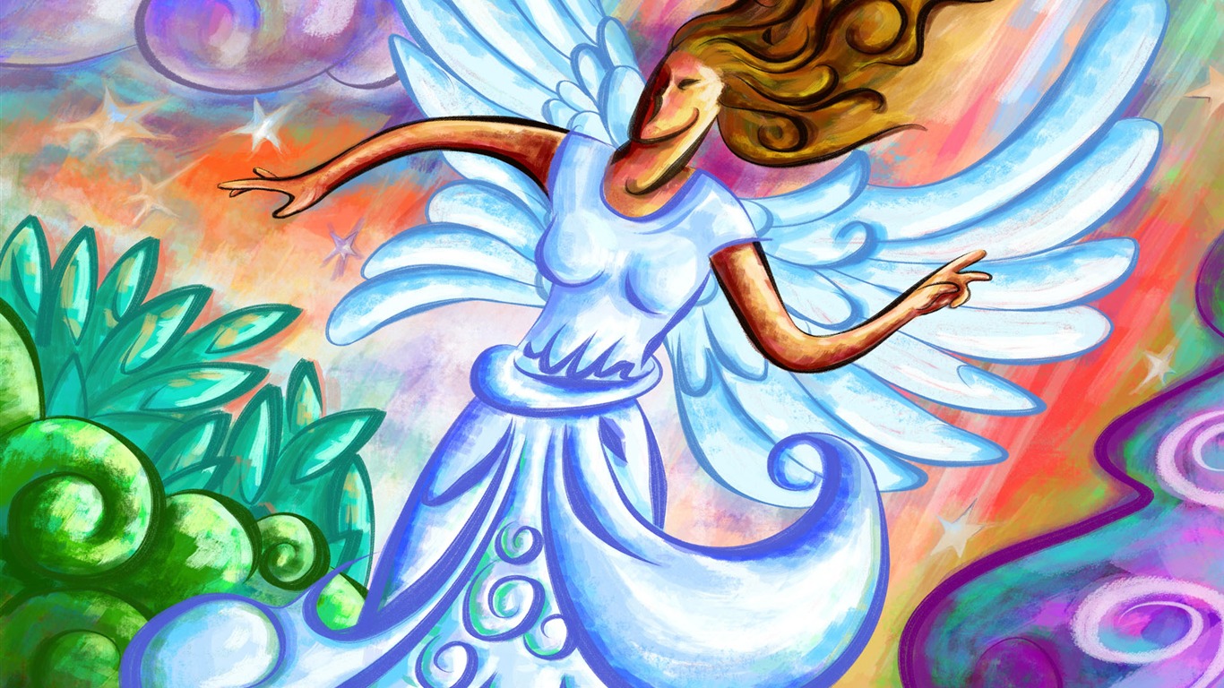Living hand-painted wallpaper widescreen (8) #13 - 1366x768
