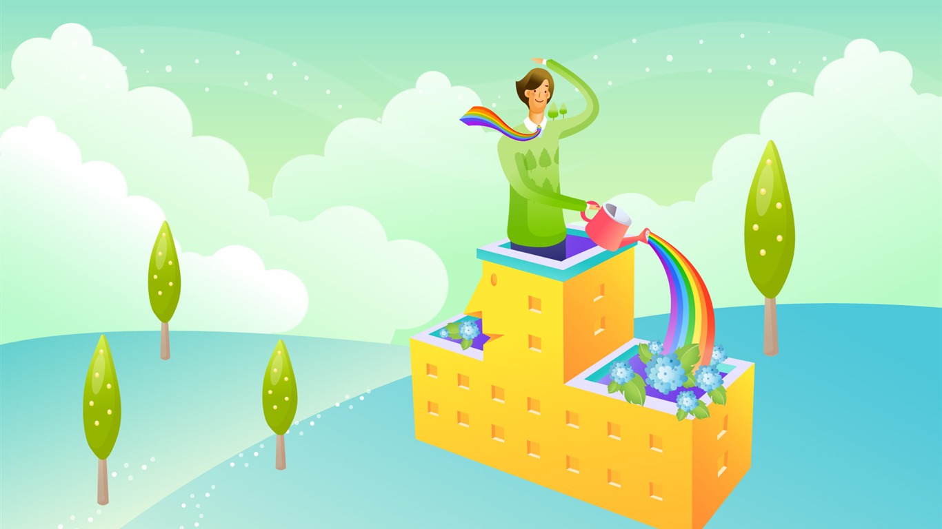 Vector cartoon wallpaper business meaning (1) #17 - 1366x768