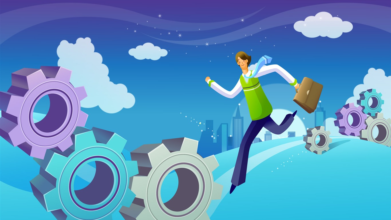 Vector cartoon wallpaper business meaning (2) #2 - 1366x768