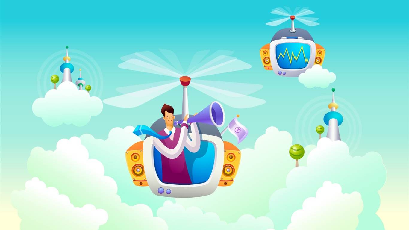 Vector cartoon wallpaper business meaning (2) #4 - 1366x768