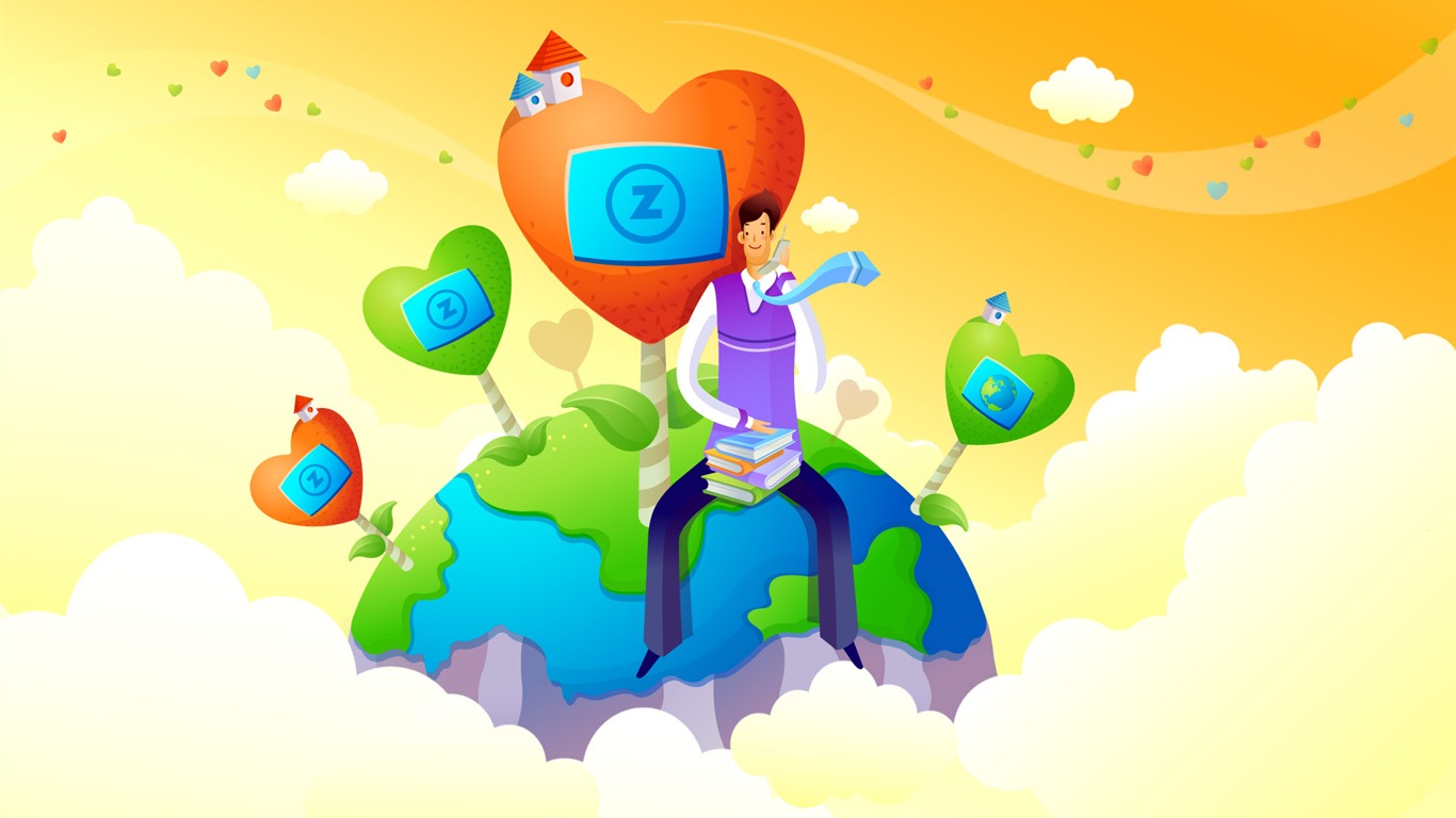 Vector cartoon wallpaper business meaning (1) #2 - 1366x768