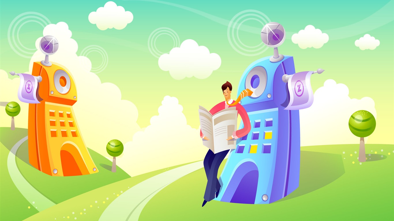 Vector cartoon wallpaper business meaning (1) #3 - 1366x768