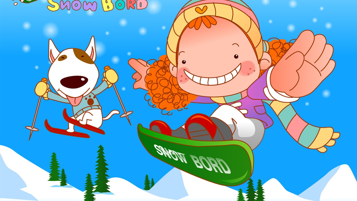 Vector dívka a pes tapety na plochu #1 - 1366x768