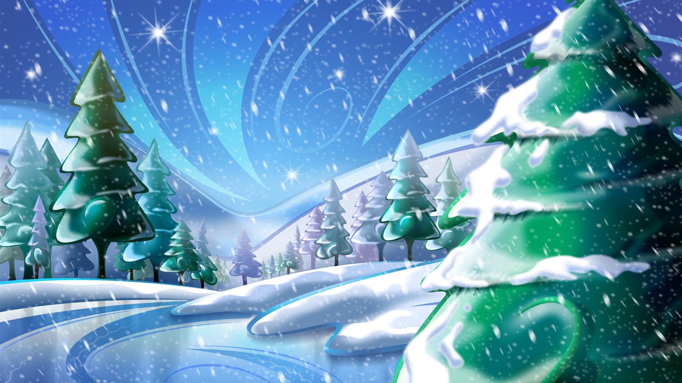 矢量冬日寫真壁紙 #5 - 1366x768