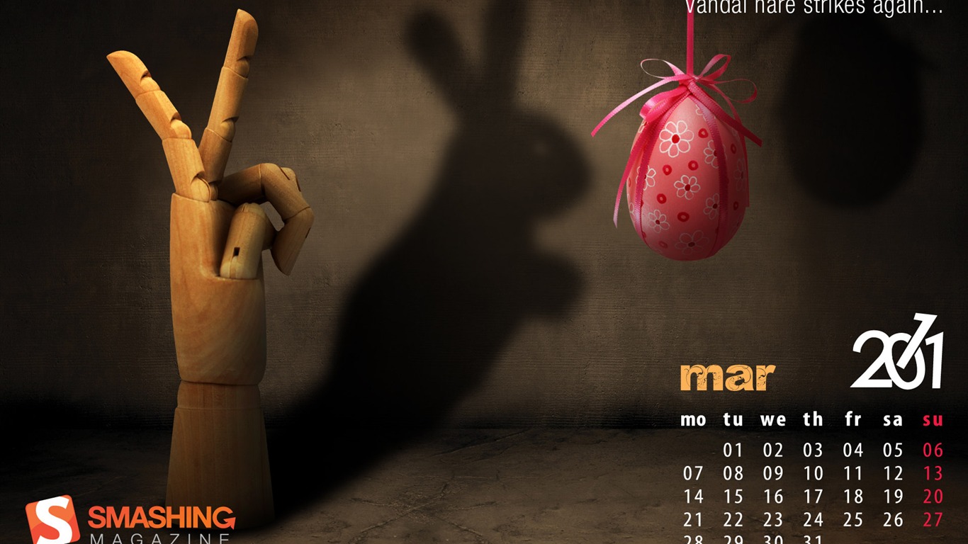 März 2011 Kalender Wallpaper #1 - 1366x768