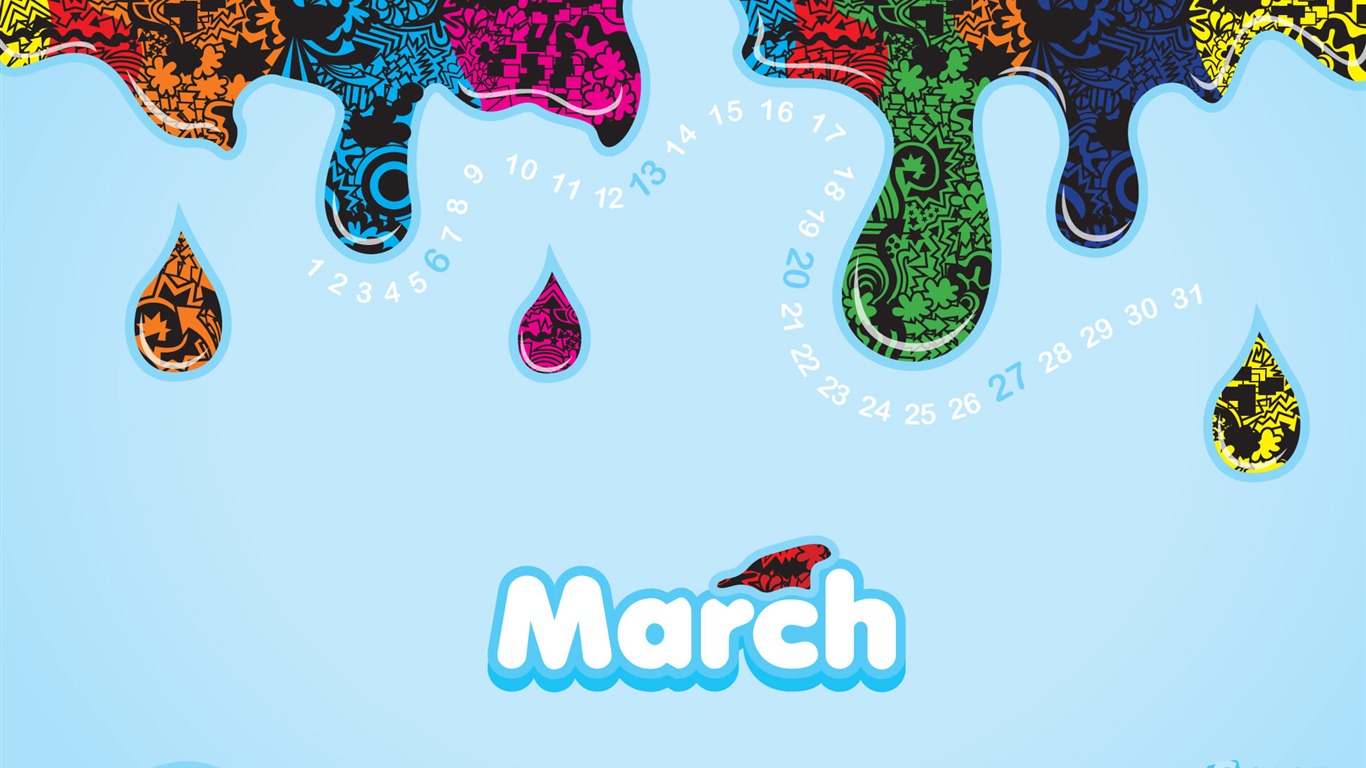 März 2011 Kalender Wallpaper #7 - 1366x768