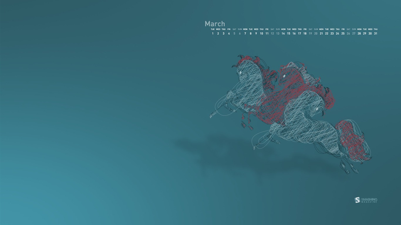 2011年3月 月曆壁紙 #10 - 1366x768