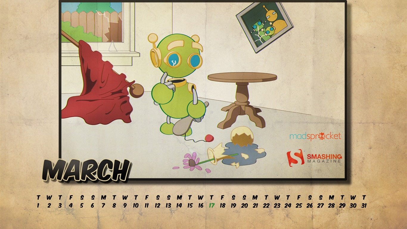 März 2011 Kalender Wallpaper #19 - 1366x768