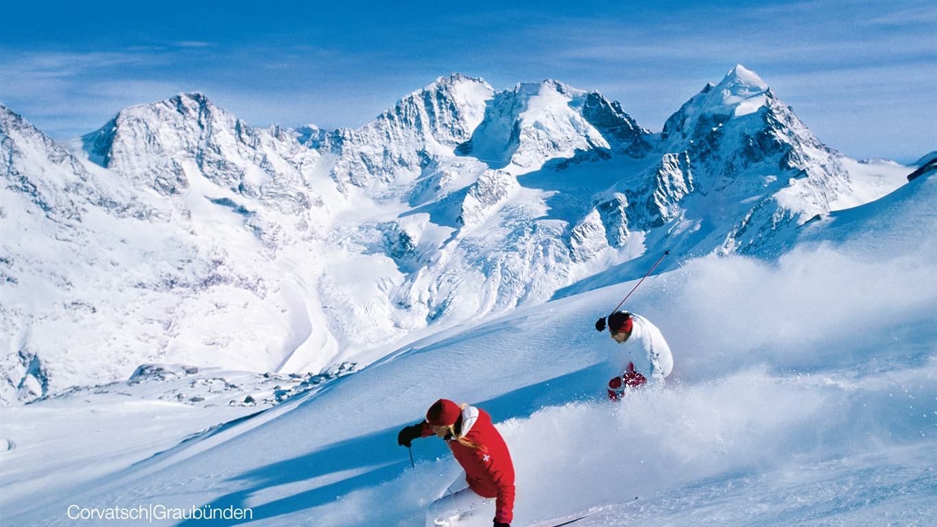 Swiss winter snow wallpaper #5 - 1366x768