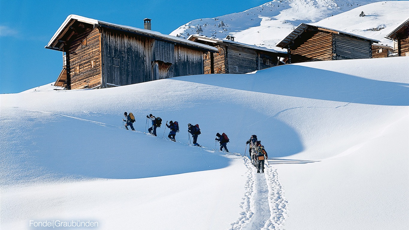 Swiss winter snow wallpaper #8 - 1366x768
