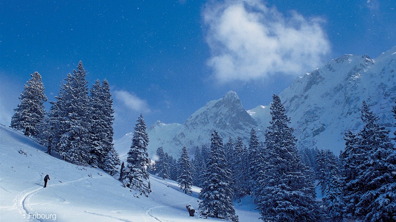 Swiss winter snow wallpaper #9 - 1366x768