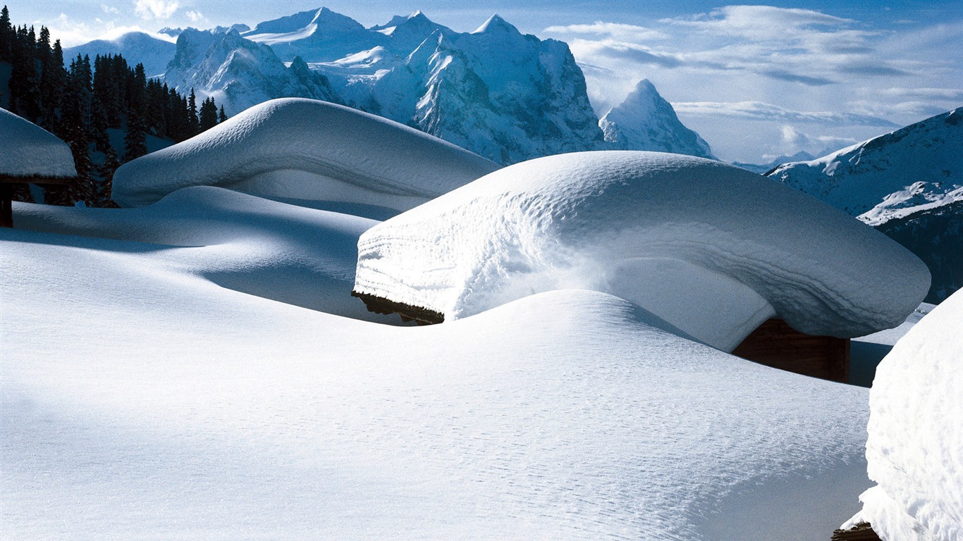 Swiss winter snow wallpaper #14 - 1366x768