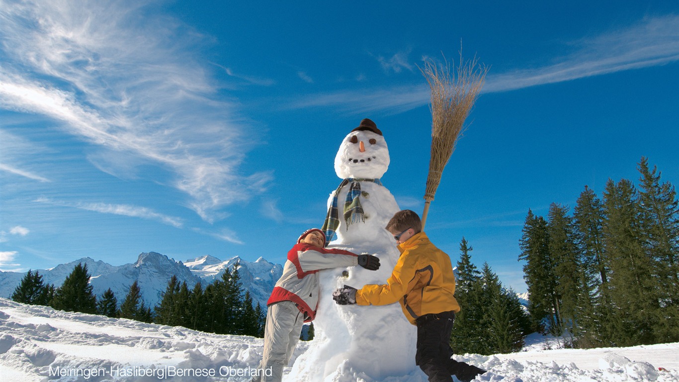 Swiss winter snow wallpaper #15 - 1366x768