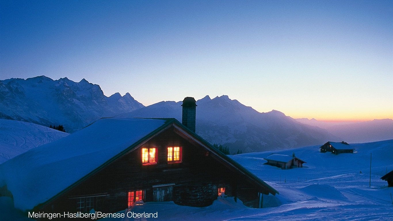 Swiss winter snow wallpaper #16 - 1366x768