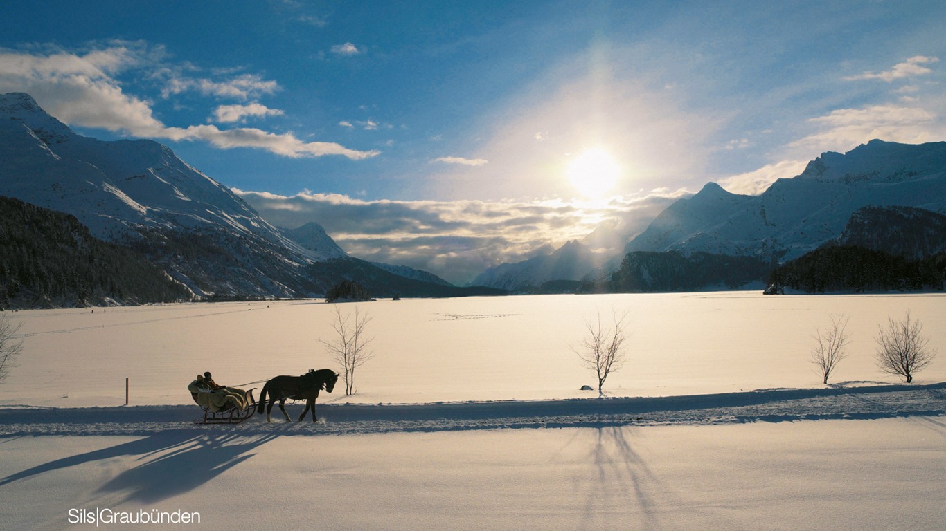 Swiss winter snow wallpaper #20 - 1366x768